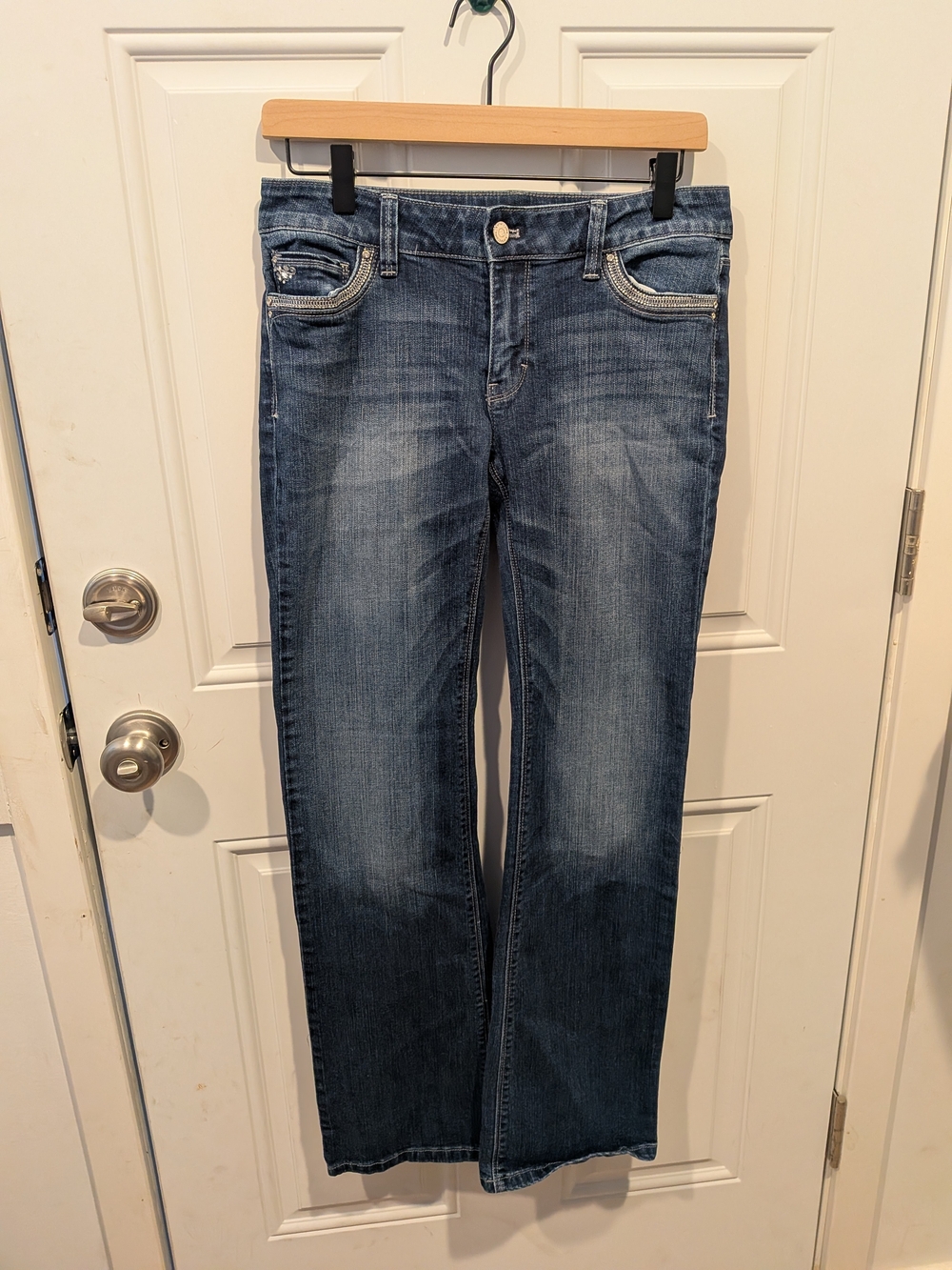 White House Black Market Women's Boot Cut Jeans in Washed Blue